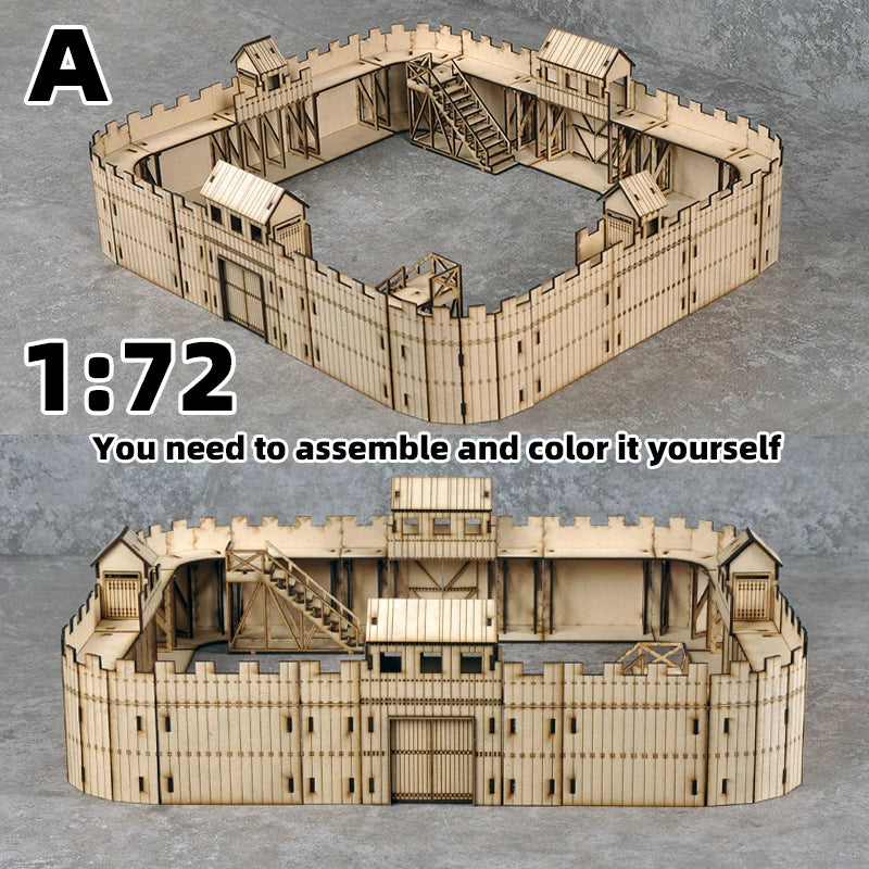 Medieval Wooden Palisade Fort 1:72 Resin Terrain Diorama Kit - 1/72 resin model view 5