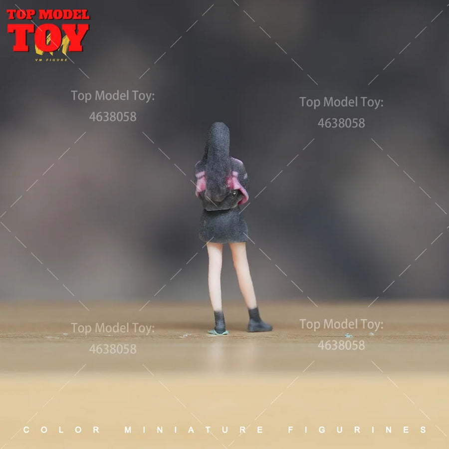 Female Motorcycle Racer Pink & Black Outfit 1/64 Resin Figure - 1/64 resin model view 3