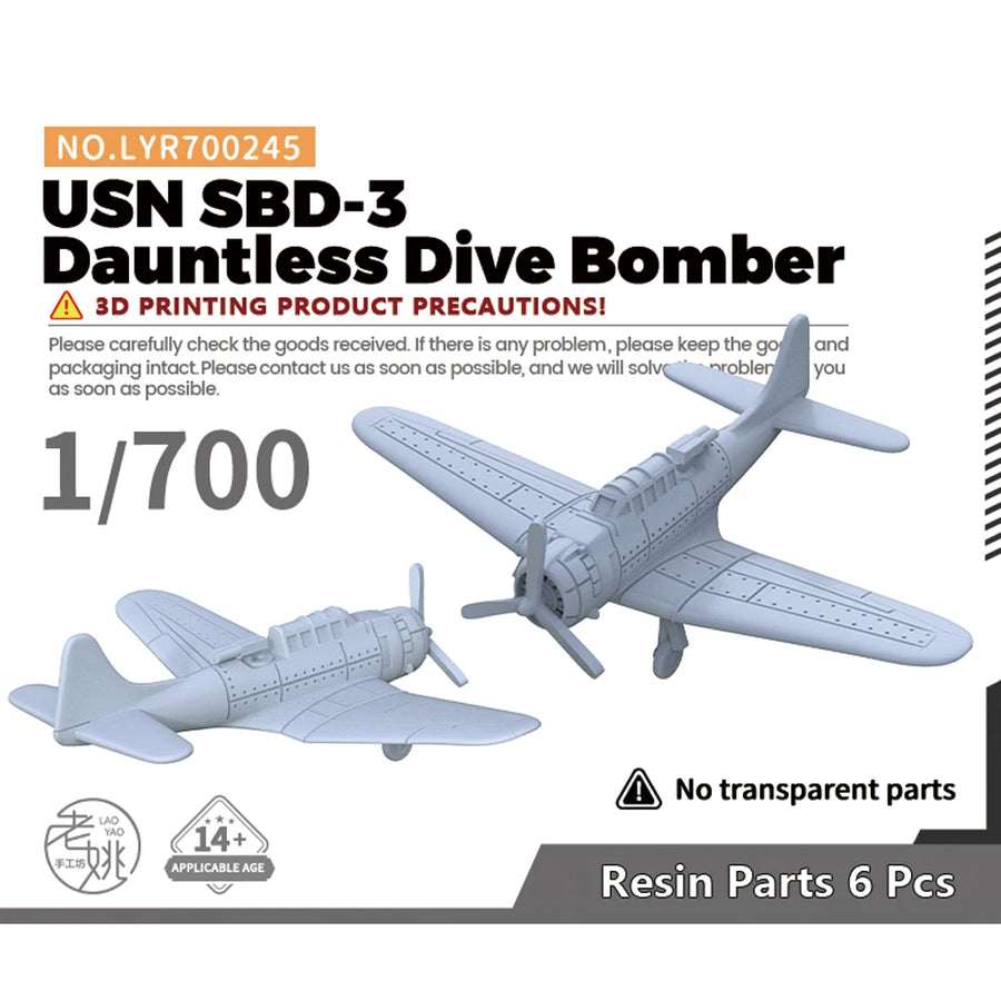 USN SBD-3 Dauntless WWII Dive Bomber 1/700 Resin Model Kit - 1/700 resin model view 2