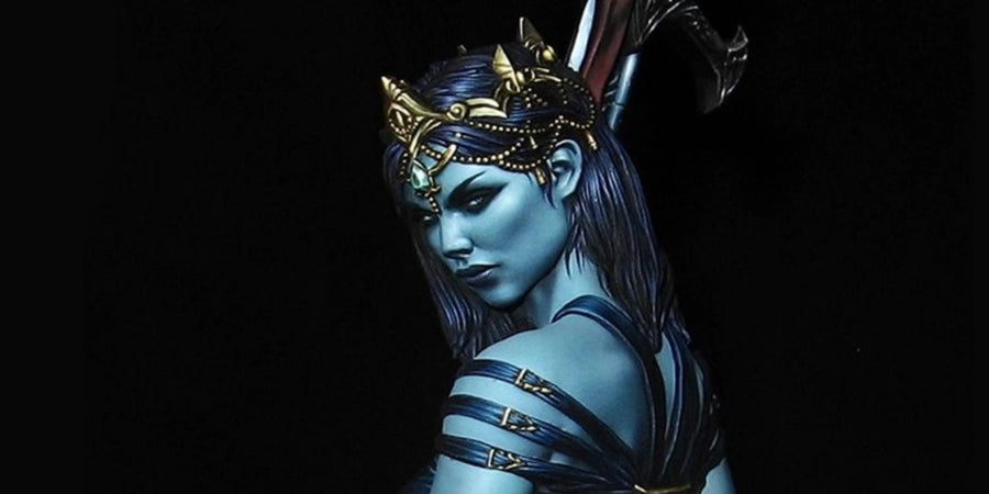 Fantasy Female Demon Elf Warrior Bust with Horned Crown 1/10 Resin Kit - resin model view 5