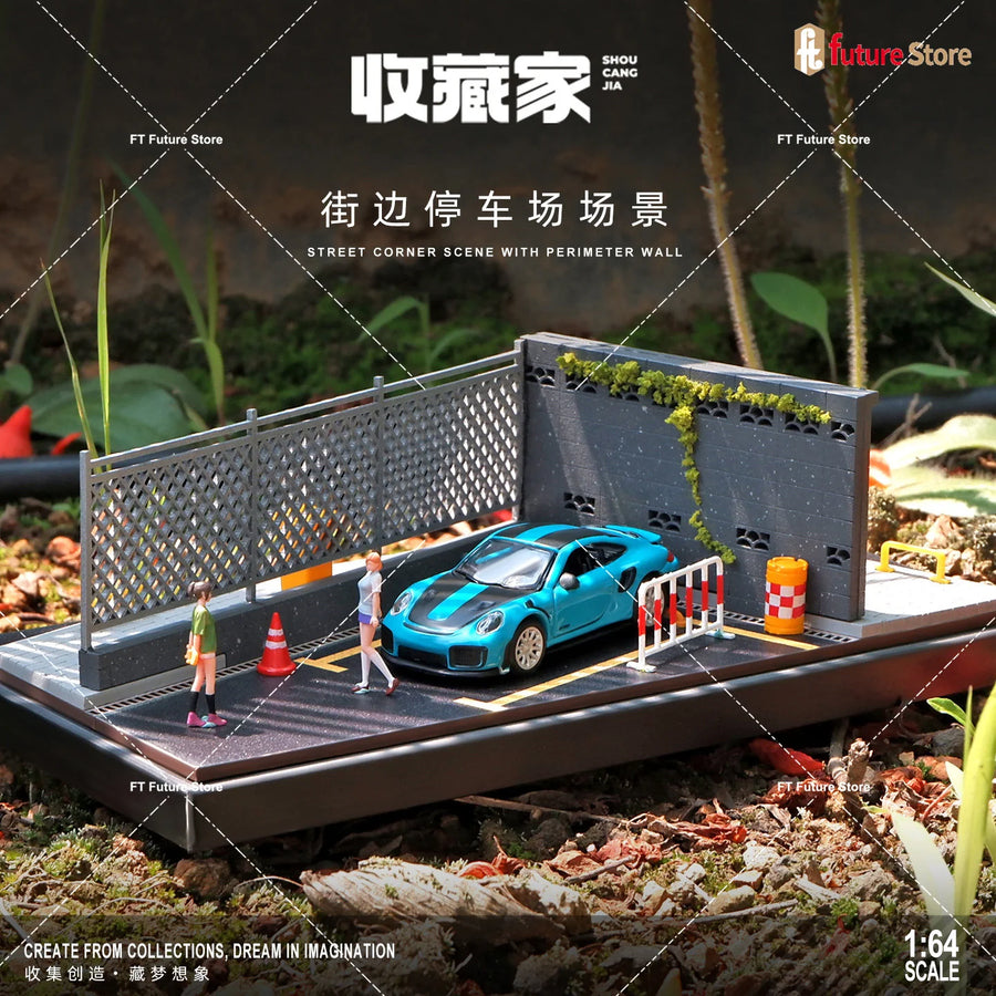 Street Corner Parking Lot Scene 1:64 Resin Diorama Kit - 1/64 resin model view 2