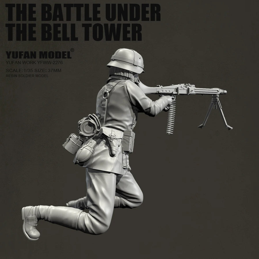 WWII Machine Gunner with Tripod Mount 1/35 Resin Figure Kit - 1/35 resin model view 3