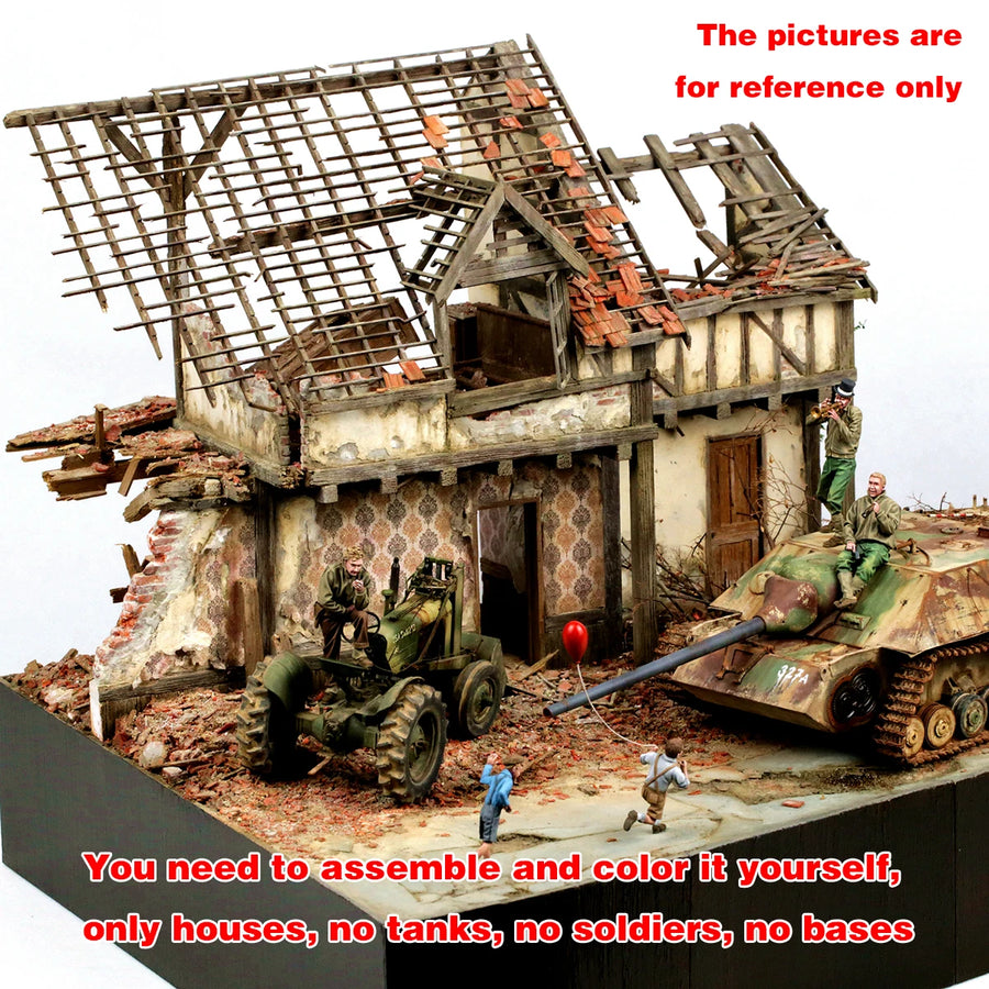 Ruined Rural House Diorama 1/35 Resin Model Kit - 1/35 resin model view 4