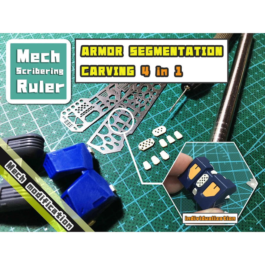 Mech Scriber Ruler 4-in-1 Armor Segmentation Carving Tool Set - resin model view 5