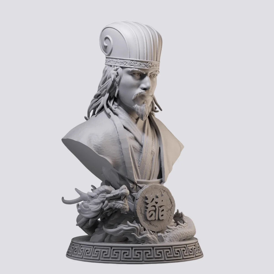 Chinese Historical General with Dragon Base 60mm Resin Bust - 60mm resin model view 4