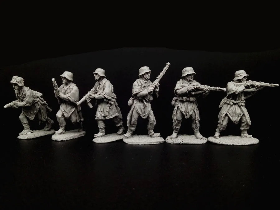 WWII German Infantry Squad 12-Figure Set 1/72 Scale Resin Kit - unpainted resin model kit - view 2