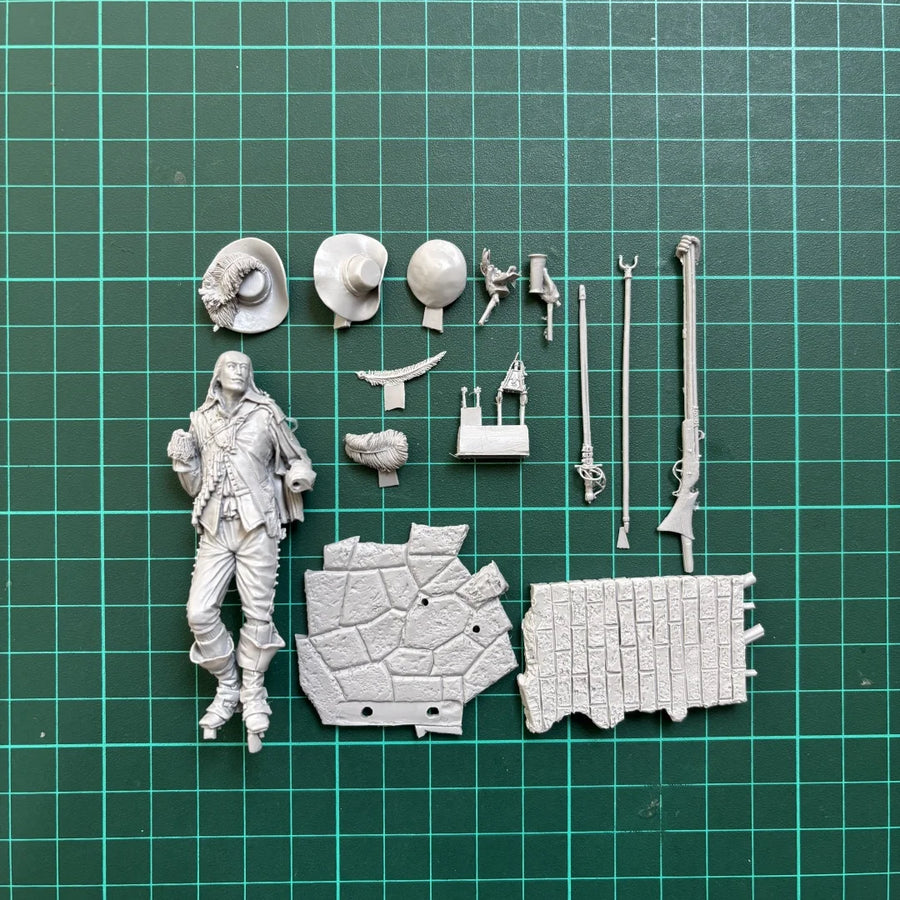 18th Century French Soldier with Brick Fortification 75mm Resin Figure Kit - 75mm resin model view 5