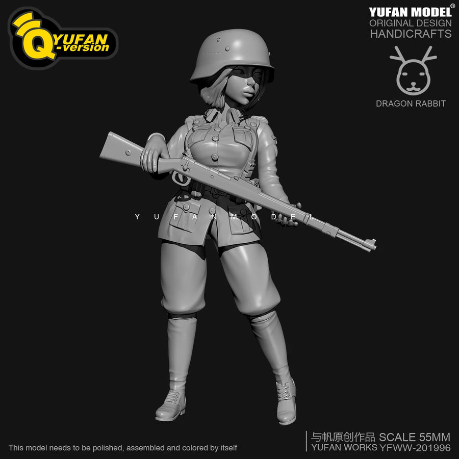 Female Soldier with Rifle 55mm Resin Figure Kit - 55mm resin model view 2