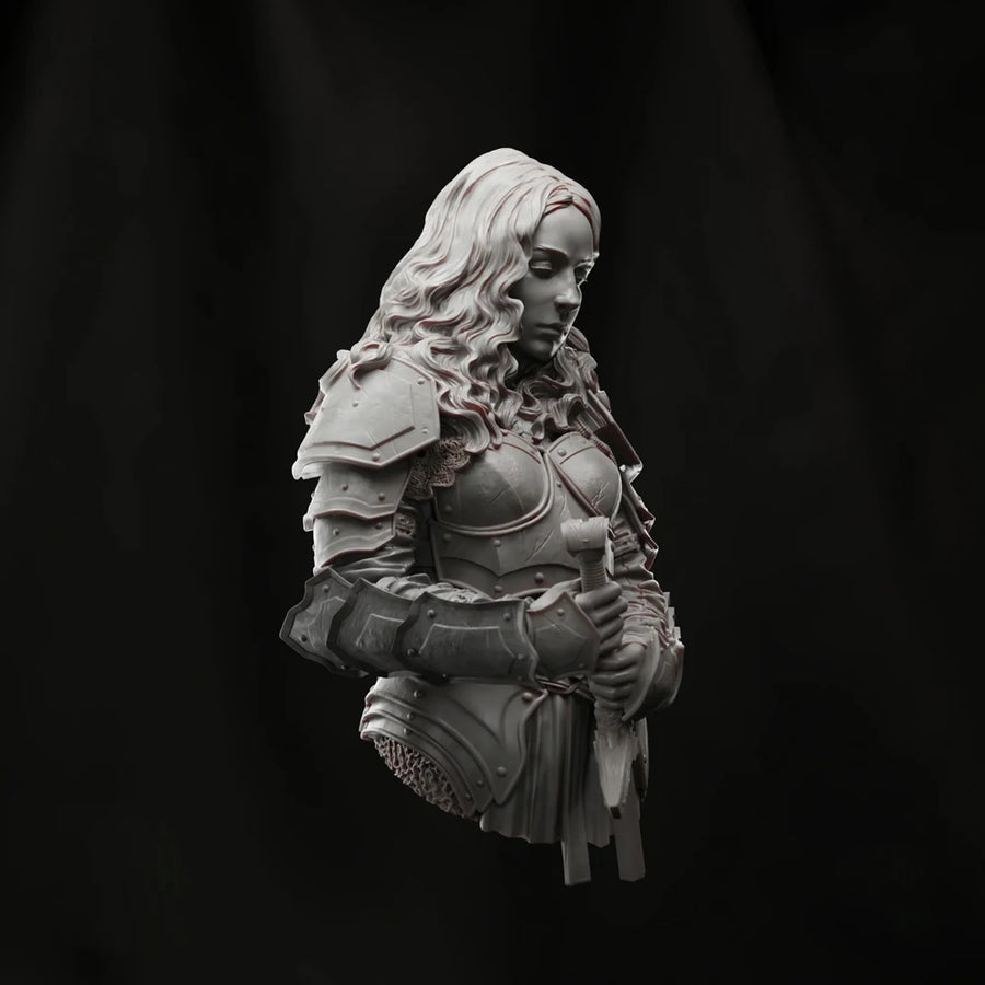 Fantasy Warrior Woman with Long Hair 1/10 Resin Bust - 1/10 resin model view 2