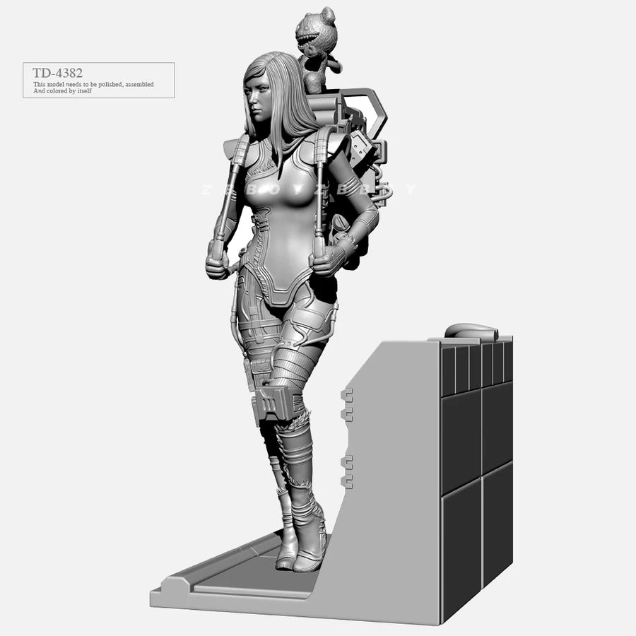 Apex Legends Catalyst Female Character with Robotic Companion 50mm Resin Figure Kit - resin model view 4