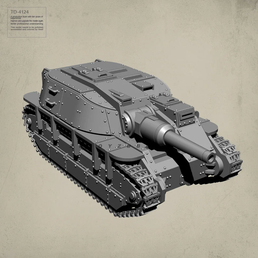 WWII German Heavy Tank with Crew 1/144 Scale Resin Model Kit - 1/144 resin model view 2