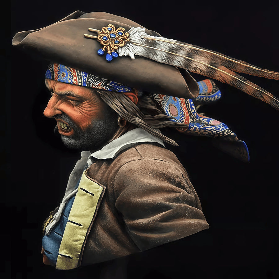 Pirate Captain Blackbeard 1/9 Scale Resin Bust Figure - 1/9 resin model view 3