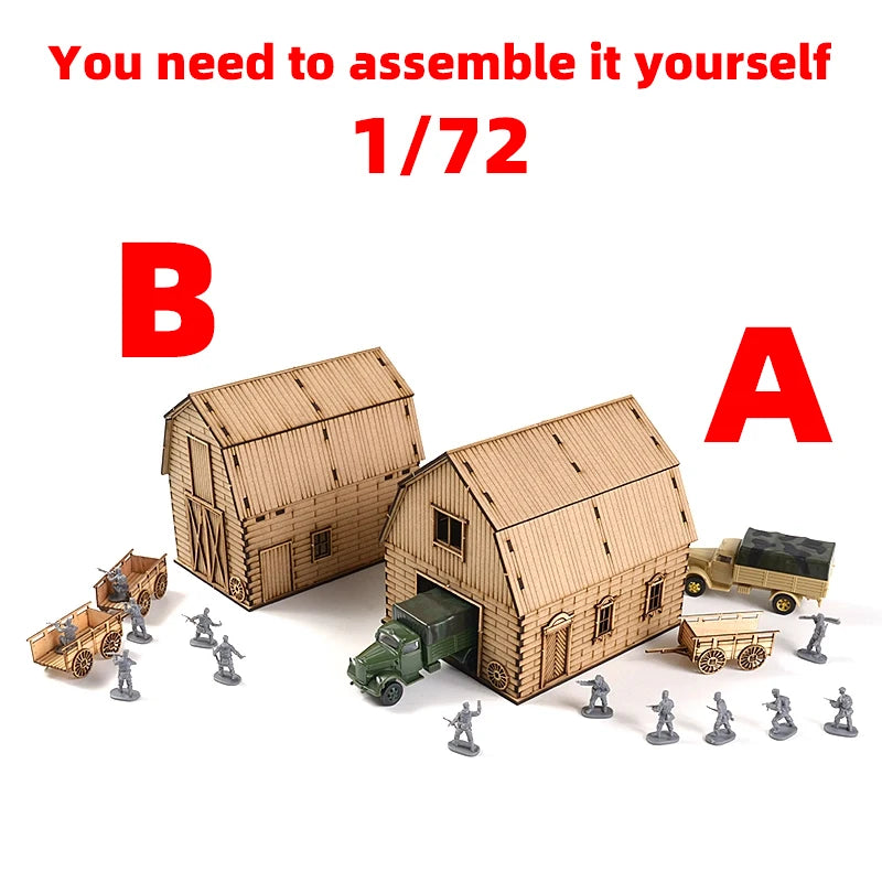 Farm Warehouse & Granary Barn Diorama Set 1:72 Resin Model Kit - 1/72 resin model view 3