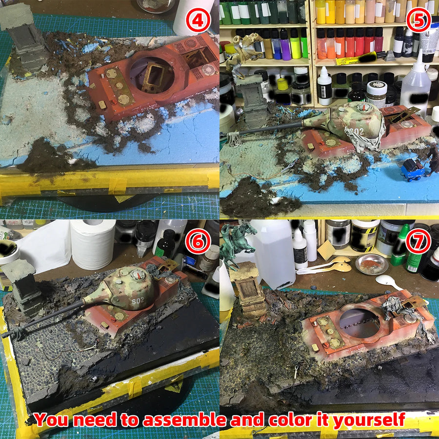 WWII German Panther Tank Destroyed Urban Diorama 1/35 Resin Kit - resin model view 4