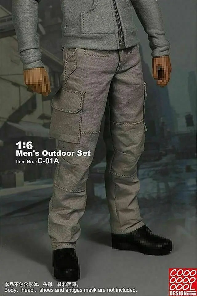 1/6 Scale Men's Outdoor Cargo Pants & Jacket Clothing Set - resin model view 2