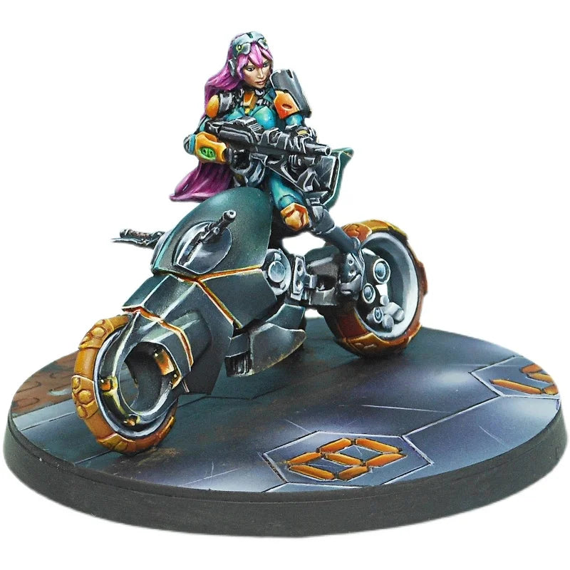 Cyberpunk Biker with Purple Hair 28mm Resin Figure Kit - 28mm resin model view 4
