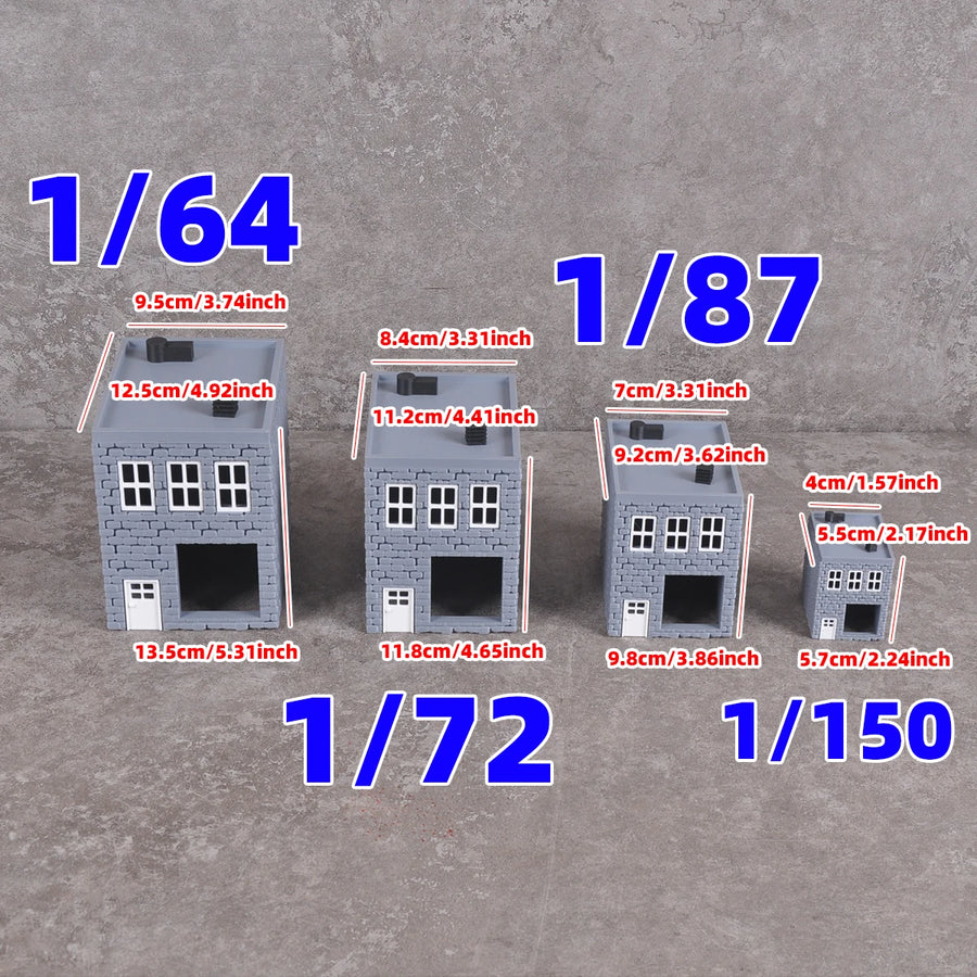 Brick Cafe Coffee Shop Building 1/64 Resin Terrain Diorama Kit - 1/64 resin model view 2