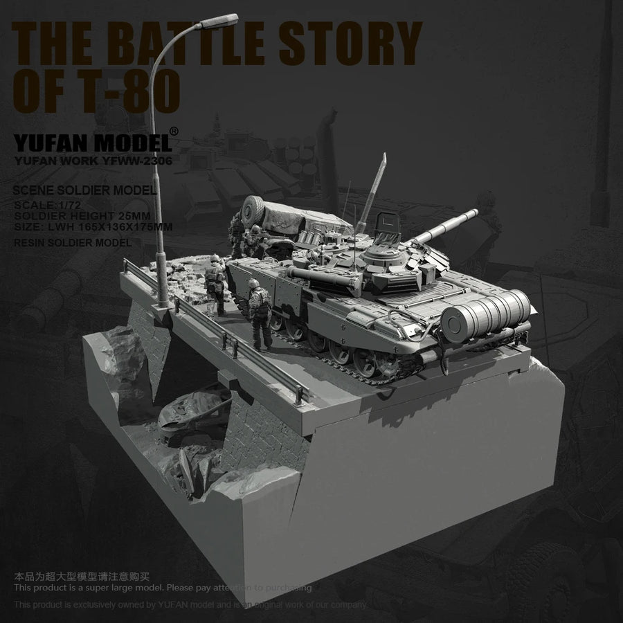 T-80 Main Battle Tank Diorama 1/72 Resin Model Kit with Soldier - 1/72 resin model view 5