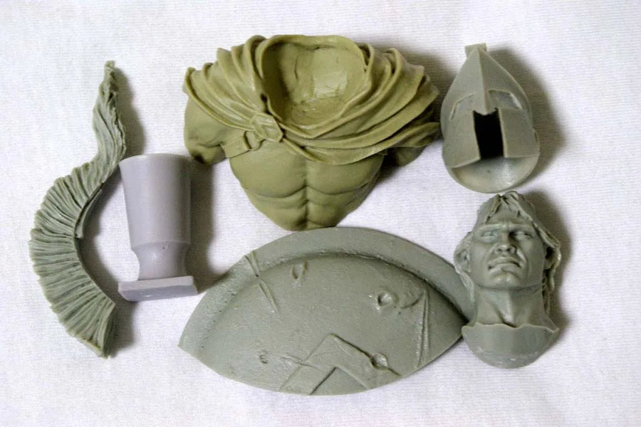 Ancient Greek Spartan Warrior Resin Bust Figure with Shield - resin model view 4