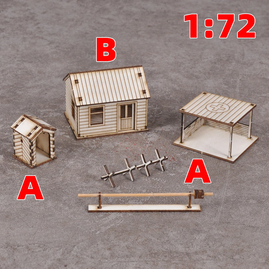 WWII Military Compound Terrain Set 1/72 Resin Diorama Kit - resin model view 4