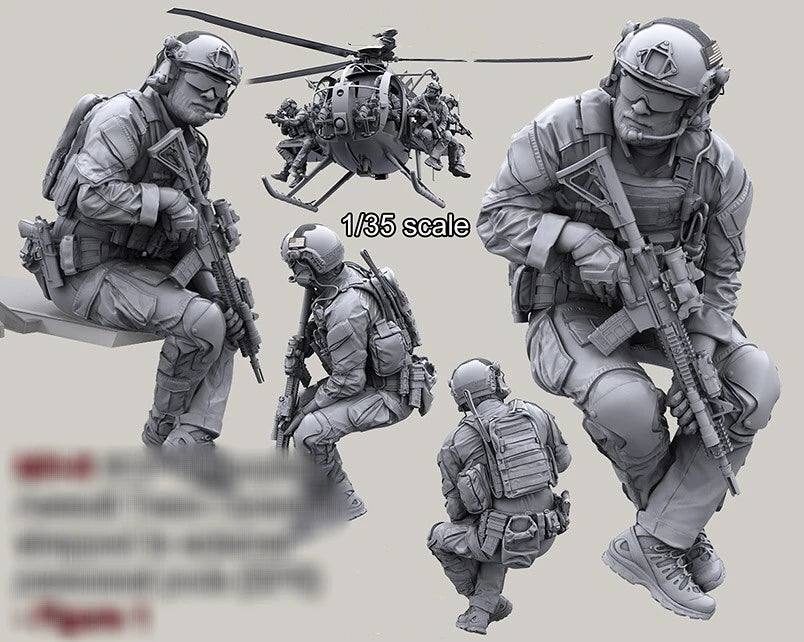 Modern Tactical Operator Helicopter Insertion 1/35 Resin Figure Kit - 1/35 resin model view 5