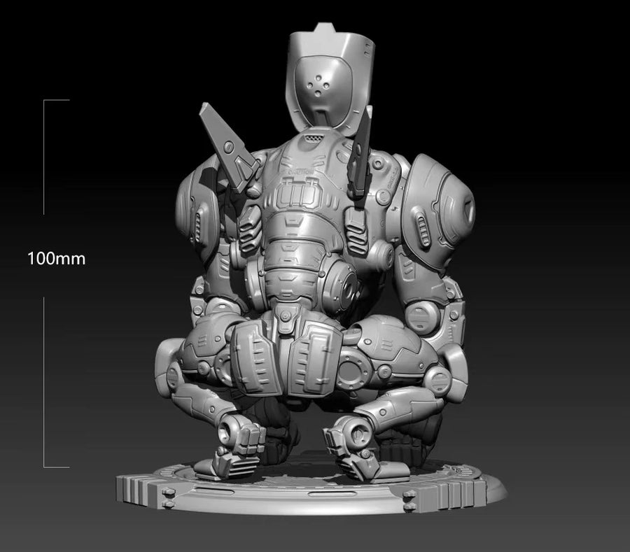 Sci-Fi Female Pilot with Mecha Exoskeleton Suit 1/35 Resin Figure Diorama - resin model view 2