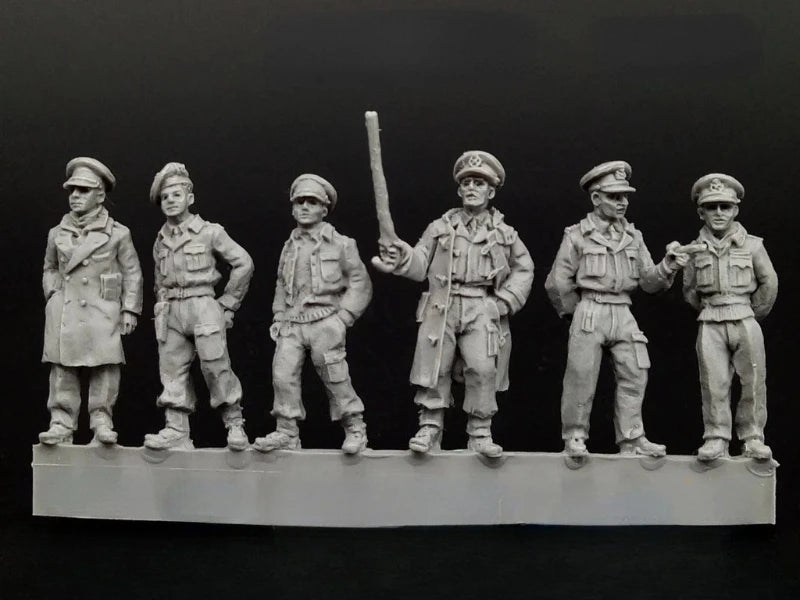 WWII British Officers 6-Figure Set 1/72 Scale Resin Figures Kit - 1/72 resin model view 2