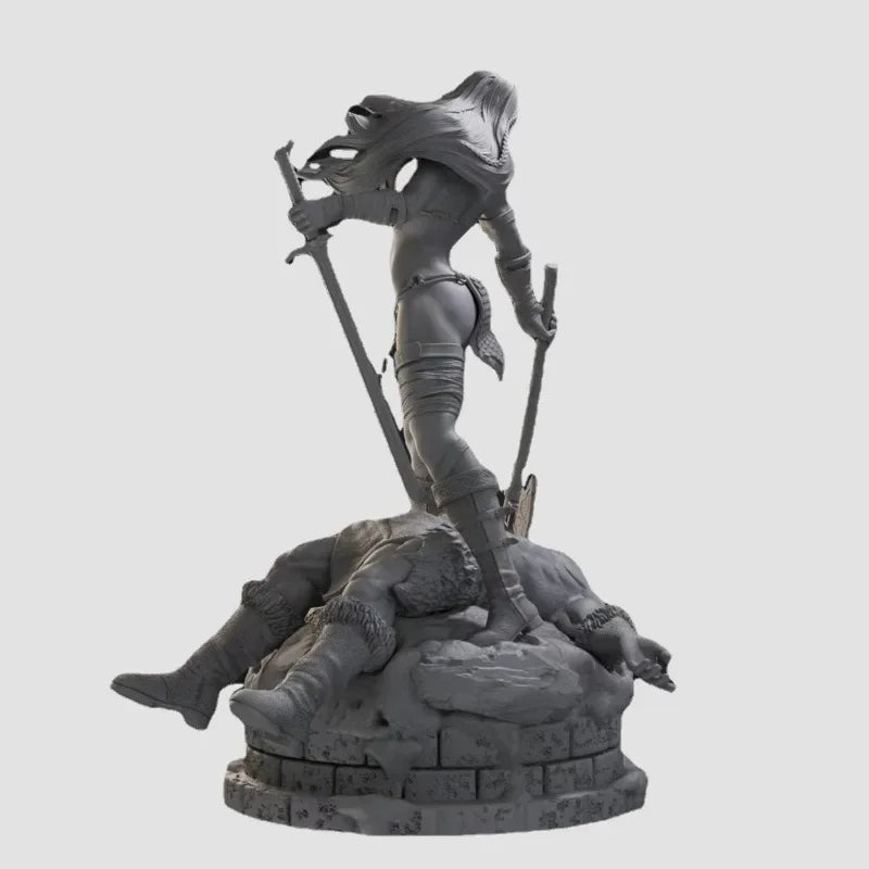 Fantasy Duel Queen with Dragon 1/24 Resin Figure Kit - 1/24 resin model view 2
