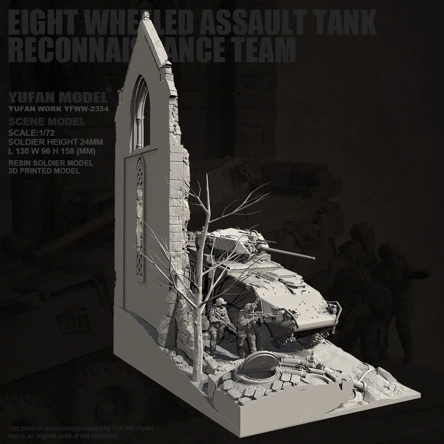 Modern 6-Wheeled APC with Infantry and Ruined Chapel 1/72 Resin Diorama Kit - resin model view 4