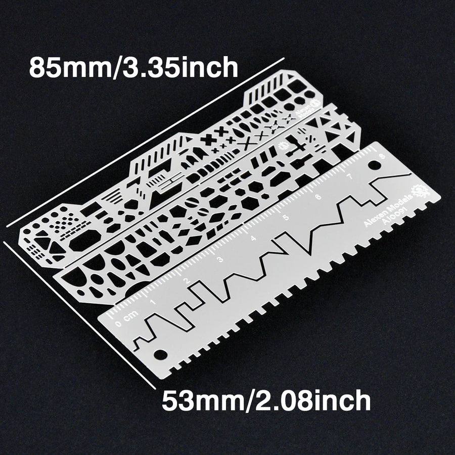 Mech Scriber Ruler 4-in-1 Armor Segmentation Carving Tool Set - resin model view 2