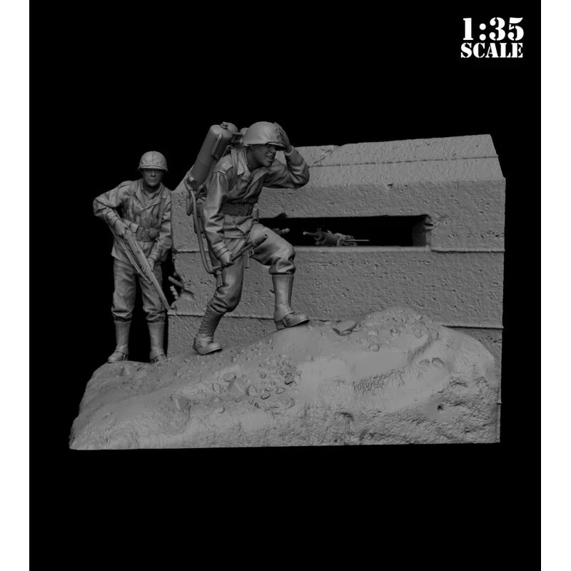 WWII US Army Soldiers Pacific Bunker Diorama 1/35 Resin Figure Set - 1/35 resin model view 5