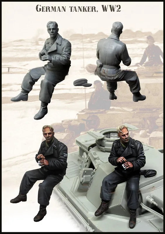 WWII German Panzer Tanker Smoking 1/35 Resin Figure Set - 1/35 resin model view 2
