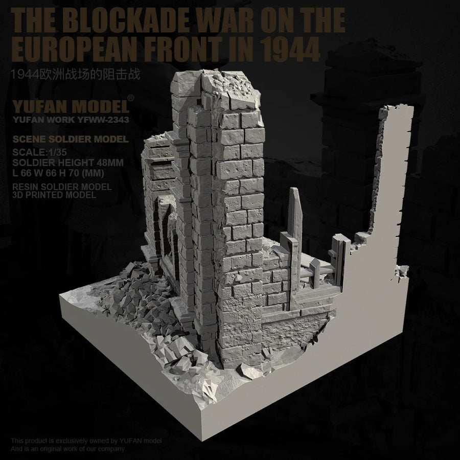 WWII European Urban Ruins Diorama Terrain Set 1/35 Resin Kit - resin model view 5