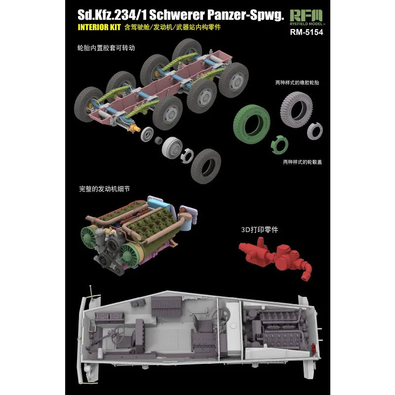 WWII German Sd.Kfz.234/1 Armored Car 1/35 Resin Model Kit - 1/35 resin model view 6