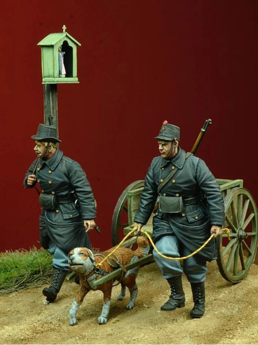 WWI German Soldiers with Dog Cart 1/35 Resin Figure Kit - 1/35 resin model view 3