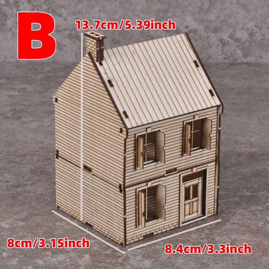 Two-Story Log Cabin House 1/72 Resin Terrain Diorama Kit - 1/72 resin model view 3