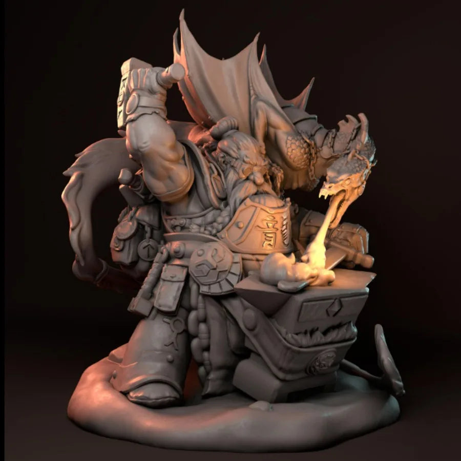 Fantasy Dwarf Alchemist with Dragon 75mm Resin Figure - 75mm resin model view 2