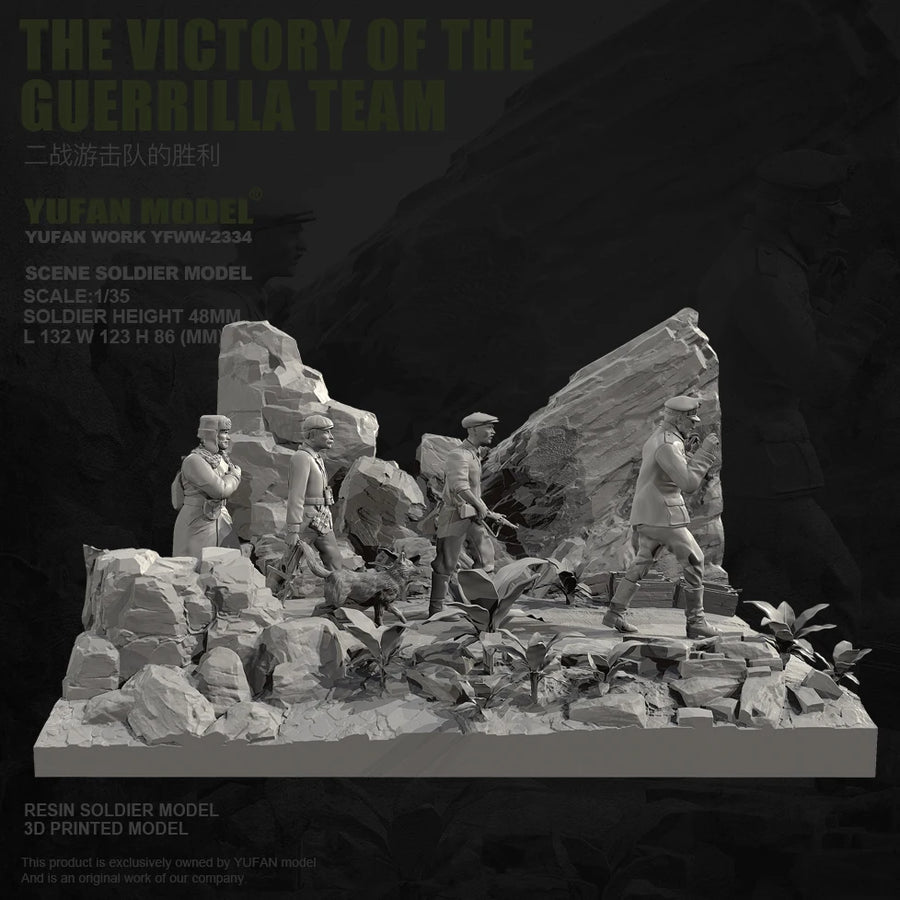 Guerrilla Team Victory Diorama 1/35 Resin Military Figure Kit - 1/35 resin model view 3