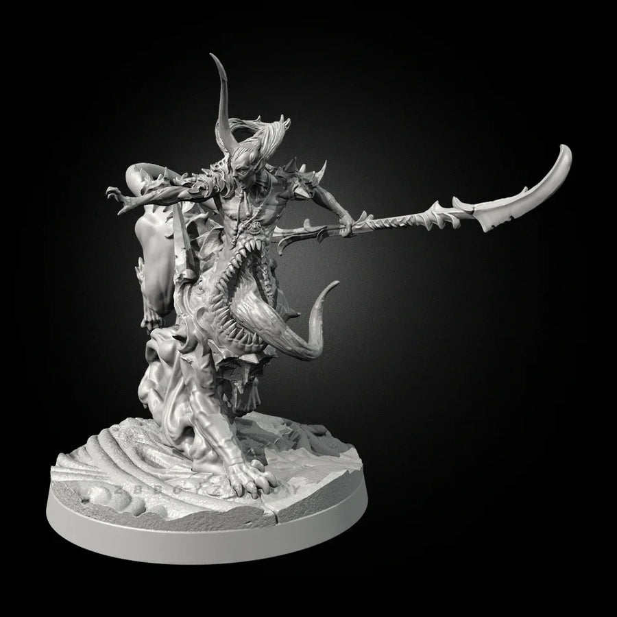 Demon Warrior on Rearing Beast 38mm Resin Figure Kit - 38mm resin model view 3