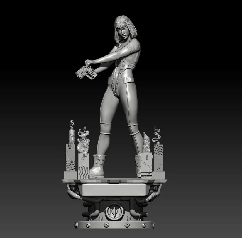 Sci-Fi Female Action Girl with Dual Blasters 100mm Resin Figure Kit - resin model view 3