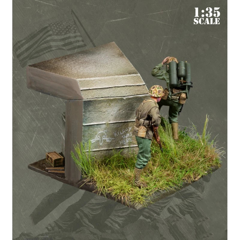 WWII US Army Soldiers Pacific Bunker Diorama 1/35 Resin Figure Set - 1/35 resin model view 3