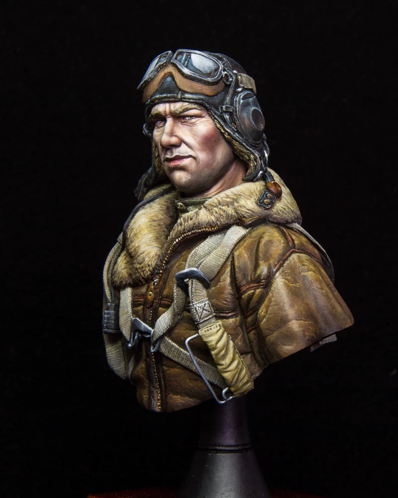 WWII Soviet Fighter Pilot 1/10 Scale Resin Bust - 1/10 resin model view 2