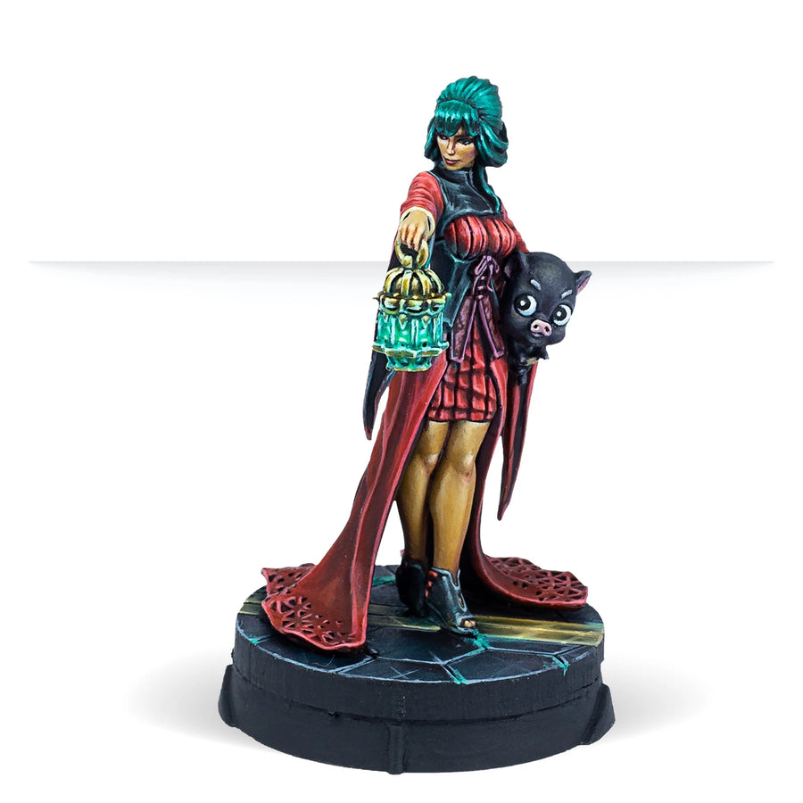 Fantasy Female Sorceress with Lantern and Demon Familiar 75mm Resin Figure Kit - resin model view 3