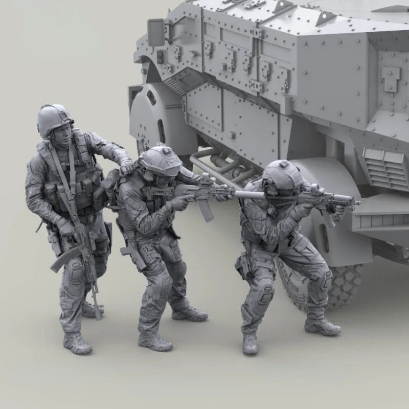 Modern Tactical Soldiers 3-Figure Set 1/35 Scale Resin Kit - 1/35 resin model view 2