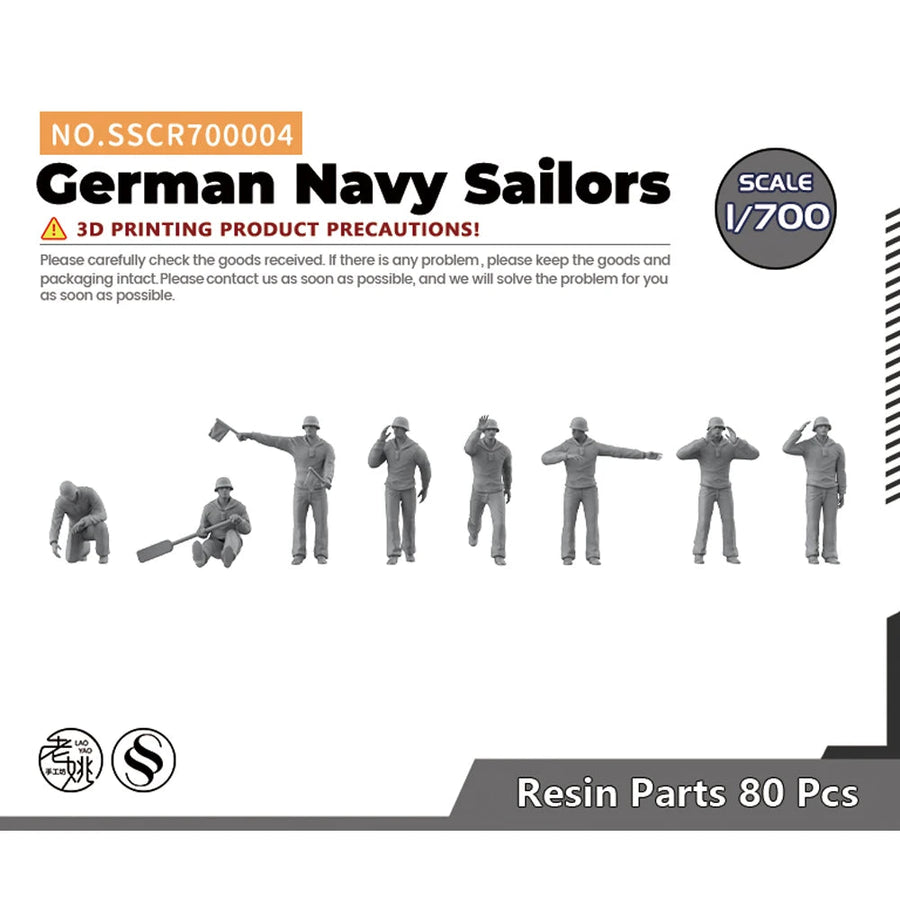 WWII German Navy Sailors Multi-Pose Set 1/700 Resin Figure Kit - unpainted resin model kit
