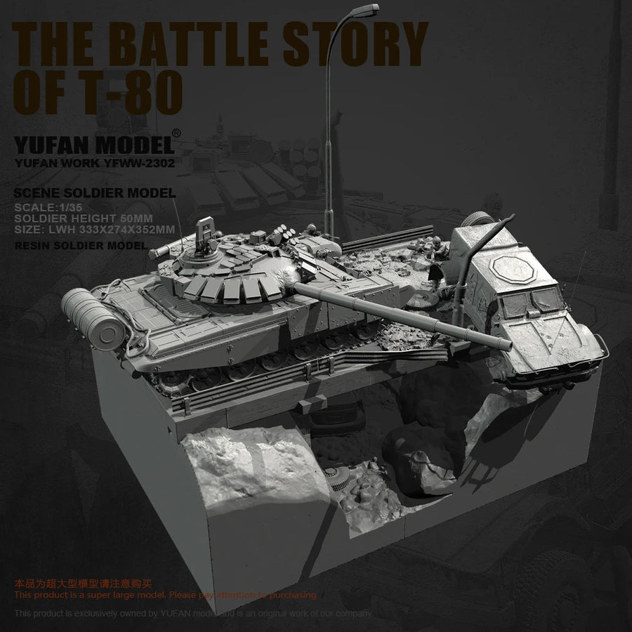 Soviet T-80 Tank Battle Diorama 1/35 Resin Model Kit - 1/35 resin model view 2