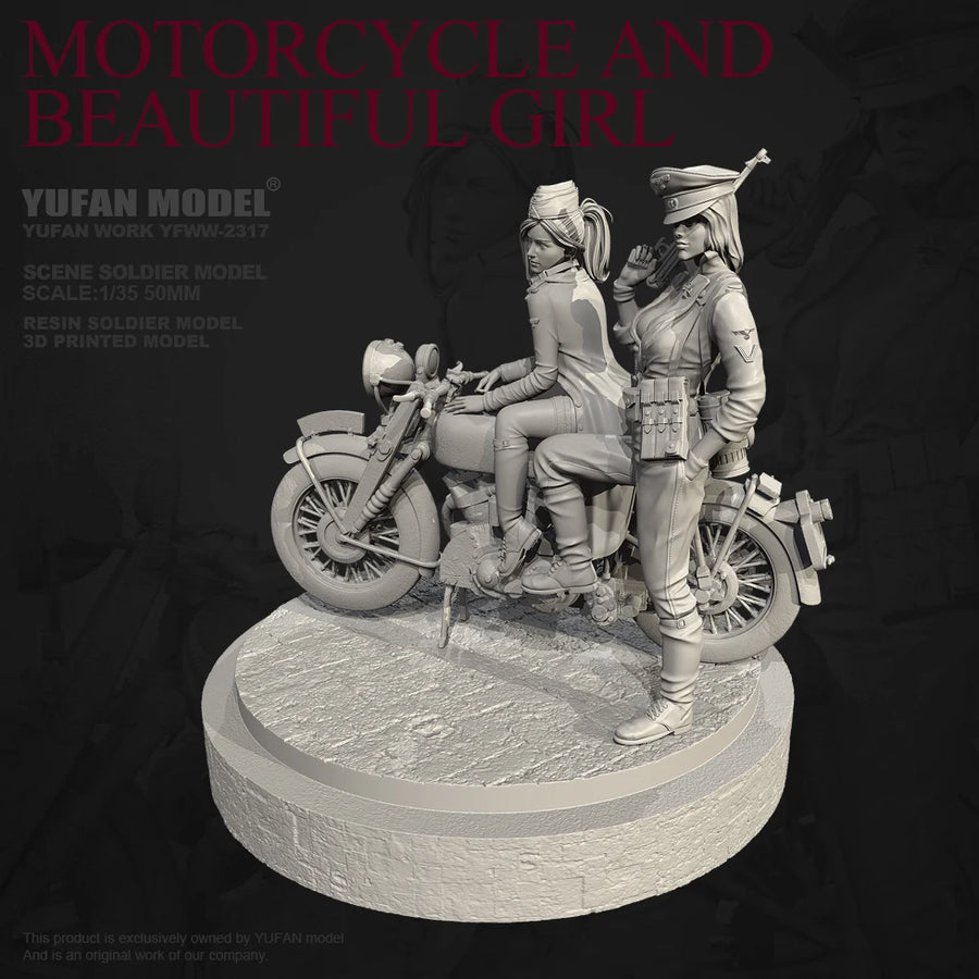 1/35 WWII Soldier with Motorcycle Resin Figure Kit - 1/35 resin model view 5
