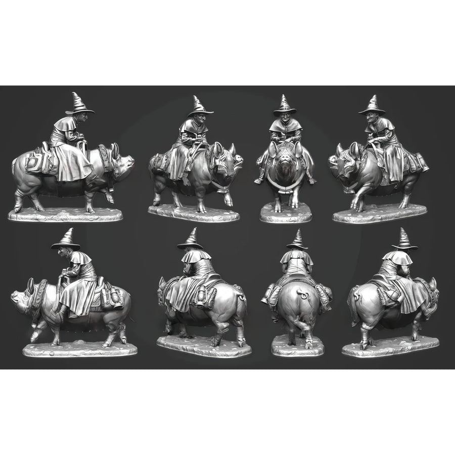 Whimsical Wizard on Pig Steed - 75mm Resin Figure Kit - 75mm resin model view 3