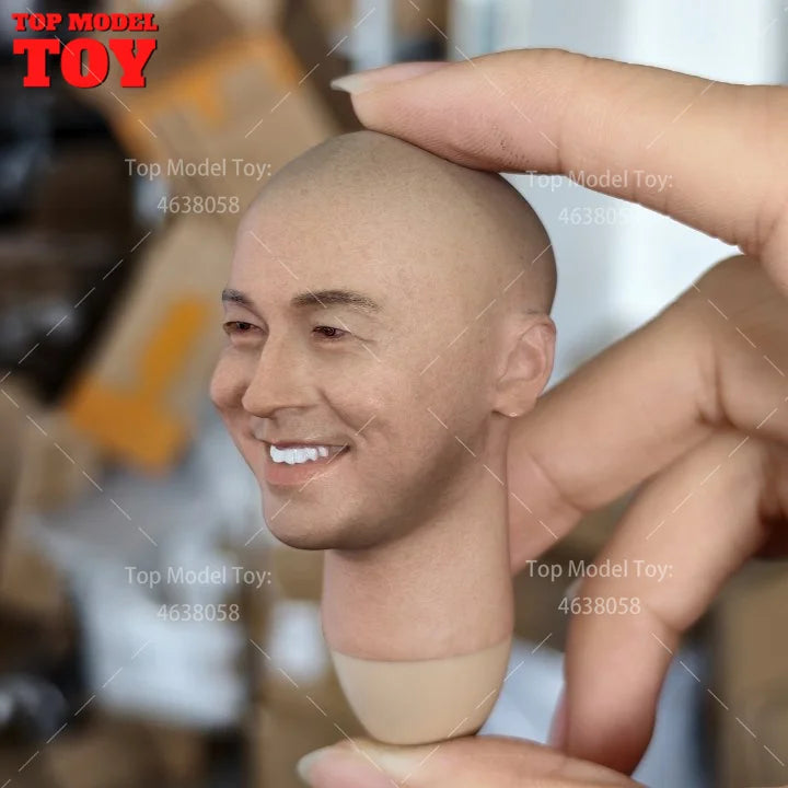 Asian Male Bald Head Sculpt 1/6 Scale Resin Figure Bust - 1/6 resin model view 3