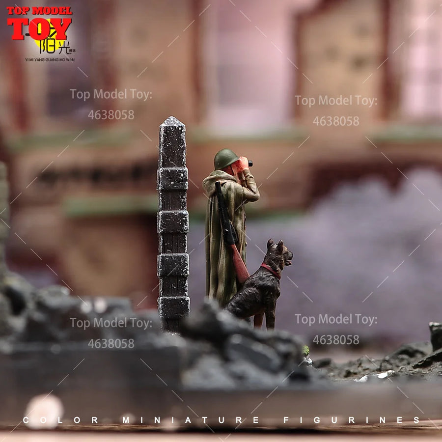 Soviet Border Guard with Military Dog and Border Post 1/35 Resin Diorama Set - resin model view 3